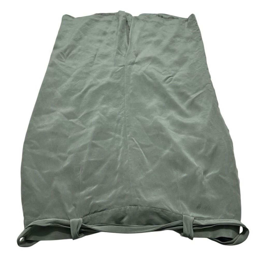 Vintage Silk Sage Green Belted Button Down Skirt XL - Picture 5 of 8